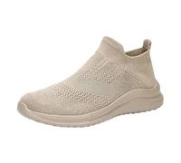 Zapatillas deportivas para hombre y mujer, de malla, fáciles de poner, ligeras, cómodas, tenis de bádminton, suela suave, zapatillas deportivas de caña baja, transpirables, casuales, Khaki, 42 1/3 EU