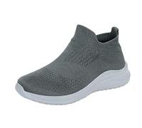 Zapatillas deportivas para hombre y mujer, de malla, fáciles de poner, ligeras, cómodas, tenis de bádminton, suela suave, zapatillas deportivas de caña baja, transpirables, casuales, gris, 42.5 EU