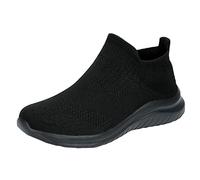 Zapatillas deportivas para hombre y mujer, de malla, fáciles de poner, ligeras, cómodas, tenis de bádminton, suela suave, zapatillas deportivas de caña baja, transpirables, casuales, Black, 40 2/3 EU