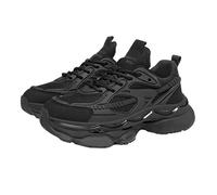 Zapatillas deportivas para hombre y mujer, para gimnasio, correr, con plataforma gruesa, para uso diario, casual, ocio, urbano, uso diario, caminata, Black, 39 EU