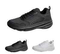 Zapatillas deportivas para hombre, zapatillas de deporte con suela gruesa, ligeras, transpirables, informales, de un solo color, cómodas, con suela plana, Negro , 42 EU