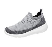 Zapatillas deportivas para hombre, zapatillas deportivas para hombre, planas, ortopédicas, sin cordones, antideslizantes, para gimnasio, mocasines, gris, 43 EU