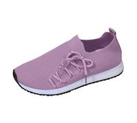 Zapatillas deportivas para mujer 2023 New Europe and The States and the States Fly Weaving Solid Color Casual Top Sneakers Socks and Shoes, Purple, 38.5 EU