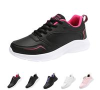 Zapatillas deportivas para mujer, acolchadas, transpirables, anchas, de piel sintética, impermeables, informales, para caminar, atletismo, trotar, gimnasio, hot pink, 39.5 EU
