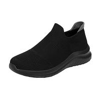 Zapatillas deportivas para mujer, cómodas, sin cordones, elásticas, con cordones, para correr, zapatos planos, con cordones, zapatos de trabajo, cómodas, Negro , 37 EU