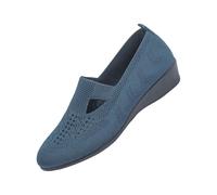 Zapatillas deportivas para mujer, cómodas, sin cordones, malla transpirable con tacón de cuña, zapatillas de caminar, ligeras, con pies anchos, para el tiempo libre, al aire libre y la vida cotidiana