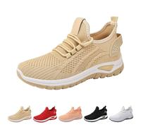Zapatillas deportivas para mujer, con buena amortiguación, antideslizantes, cómodas, transpirables, suela suave, para el día a día y el tiempo libre, beige, 36 EU