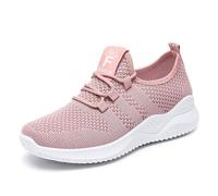 Zapatillas deportivas para mujer, con cordones, de punto, transpirables, informales, ligeras, deportivas, para caminar, para uso diario, comodidad, a la moda, estilo deportivo, Pink, 38 EU