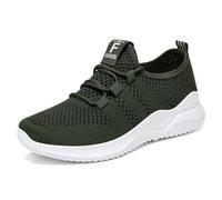 Zapatillas deportivas para mujer, con cordones, de punto, transpirables, informales, ligeras, deportivas, para caminar, para uso diario, comodidad, a la moda, estilo deportivo, Black, 36 EU