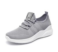 Zapatillas deportivas para mujer, con cordones, de punto, transpirables, informales, ligeras, deportivas, para caminar, para uso diario, comodidad, a la moda, estilo deportivo, gris, 37.5 EU