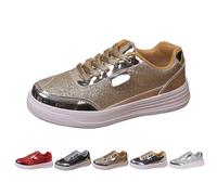 Zapatillas deportivas para mujer, con cordones, suaves, transpirables, con lentejuelas, para el tiempo libre, para correr, fitness, patinaje, caminar, para bodas, fiestas, discotecas, dorado, 41