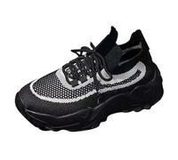 Zapatillas deportivas para mujer, con cordones, suela gruesa, con soporte de arco, malla transpirable, parche de cuero, zapatos ortopédicos, antideslizantes, atléticos, para correr, zapatillas
