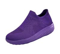 Zapatillas deportivas para mujer, con plataforma, ligeras, para caminar, cómodas, sin cordones, deslizantes, para correr, para el tiempo libre, para correr, para mujer, zapatillas de tenis, morado, 39