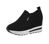 Zapatillas deportivas para mujer, con plataforma, para tiempo libre, cuña, elegantes, para exteriores, transpirables, antideslizantes, ortopédicas, Negro , 38 EU