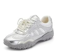 Zapatillas Deportivas para Mujer con Plataforma y Suela Gruesa Cordones Dobles de Cuero con Perlas Malla Transpirable Ligeras y versátiles para Correr y Jugar al Tenis