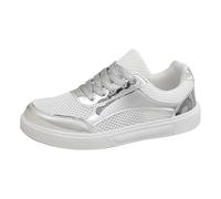 Zapatillas deportivas para mujer, con purpurina, bajas, para correr, correr, fitness, correr, para el tiempo libre, para el tiempo libre, para el aire libre, plata, 41 EU