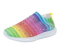 Zapatillas deportivas para mujer, con purpurina, sin cordones, de malla, transpirables, ligeras, informales, cómodas, antideslizantes, para correr por carretera, Rosa., 36 EU