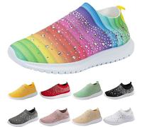 Zapatillas deportivas para mujer, con purpurina, sin cordones, de malla, transpirables, ligeras, informales, cómodas, antideslizantes, para correr en la calle, Rosa., 41 EU