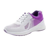 Zapatillas deportivas para mujer, con soporte de arco, espuma viscoelástica, antideslizantes, con cordones, suaves, gruesas, ortopédicas, ligeras, deportivas, informales, para correr, Purple, 38.5 EU