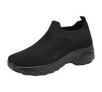 Zapatillas deportivas para mujer con suela gruesa, zapatos modernos de un solo color, ligeros, cómodos, para exteriores, para caminar, Negro , 36 EU