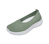 Zapatillas deportivas para mujer, de malla, cómodas, de un solo color, transpirables, antideslizantes, individuales, de tela, zapatos de lona, zapatos de ballet, verde, 38.5 EU