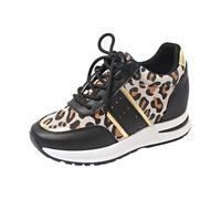 Zapatillas deportivas para mujer, de malla, para correr, para primavera, para mujer, con estampado de leopardo, cómodas, informales, para el tiempo libre, Negro , 43 EU