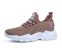 Zapatillas deportivas para mujer, de malla, transpirables, ligeras, informales, con cordones, cómodas, para atletismo, correr, color negro, Brown, 39 EU
