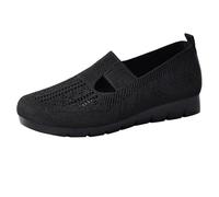 Zapatillas deportivas para mujer, elegantes con plantilla suave, sin manos, antideslizantes, con plantilla suave, cómodas, planas, delanteras cerradas, planas, para trabajo, oficina, Negro , 36 EU