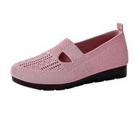 Zapatillas deportivas para mujer, elegantes con plantilla suave, sin manos, antideslizantes, con plantilla suave, cómodas, planas, delanteras cerradas, planas, para trabajo, oficina, Rosa., 35 EU