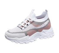 Zapatillas deportivas para mujer, étnicos, casuales, de verano, a la moda, huecos, transpirables, con tacón plano, suela suave, para la playa, Pink, 38 EU
