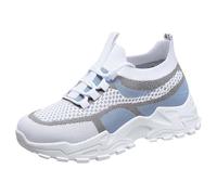 Zapatillas deportivas para mujer, étnicos, casuales, de verano, a la moda, huecos, transpirables, con tacón plano, suela suave, para la playa, Blue, 38 EU