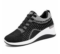 Zapatillas deportivas para mujer, fitness y gimnasio, zapatos cómodos, de malla, transpirables, resistentes al desgaste, antideslizantes, anchas, para correr al aire libre y para el día a día, Negro