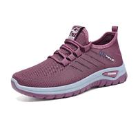 Zapatillas deportivas para mujer, ligeras y cómodas, ergonómicas, para aliviar el dolor, zapatillas de correr, transpirables, de un solo color, planas, morado, 39 EU