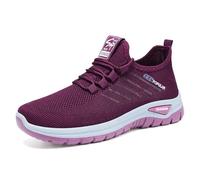 Zapatillas deportivas para mujer, ligeras y cómodas, ergonómicas, para aliviar el dolor, zapatillas de correr, transpirables, de un solo color, planas, morado oscuro, 37.5 EU