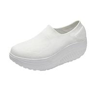 Zapatillas deportivas para mujer, modernas, ligeras, cómodas, con plataforma, para playa, White, 38.5 EU