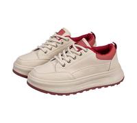 Zapatillas deportivas para mujer, para gimnasio, correr, de malla, para caminar, ligeras, cómodas, para el tiempo libre, con cordones, zapatillas de deporte, informales, para correr, rojo, 38 EU