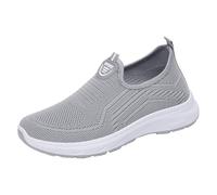 Zapatillas deportivas para mujer, talla 6, para primavera y otoño, a la moda, a rayas, tela de malla, cómodas, informales, ortopédicas para mujer, gris, 40 EU
