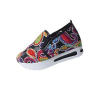 Zapatillas deportivas para mujer, talla 6, para primavera y otoño, a la moda, con malla bordada, cómodas, informales, para la playa, Black, 38 EU