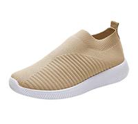Zapatillas deportivas para mujer, transpirables, ligeras, sin cordones, transpirables, ergonómicas, para fitness, caqui, 36 EU