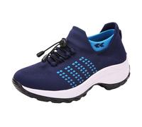 Zapatillas deportivas para mujer, zapatillas de deporte, para correr, para mujer, zapatillas ortopédicas, para mujer, transpirables, cómodas, ligeras, fitness, gimnasia, correr, basqueta, A azul