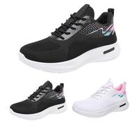 Zapatillas deportivas para mujer, zapatillas de deporte, transpirables, para el tiempo libre, tejido de malla, zapatillas de fitness, ortopédicas, ergonómicas, ligeras, para correr, Negro , 38 EU