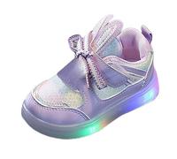 Zapatillas deportivas para niña, 30 bowknot First Shoes Buckle Strap Toddler Soft Bottom Breathable Princess Shoes Zapatillas de deporte para niña (púrpura, 27 Little Child)