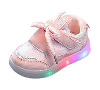 Zapatillas deportivas para niña, 30 bowknot First Shoes Buckle Strap Toddler Soft Bottom Breathable Princess Shoes Zapatillas deportivas para niña (rosa, talla 23,5)