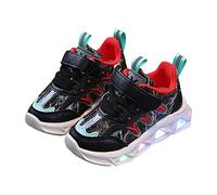 Zapatillas deportivas para niños con carga LED, transpirables, suela suave, color colisión, para 1 a 6 años, para parálisis cerebral, Black, 22 EU