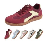 Zapatillas deportivas planas para mujer, clásicas, con cordones, ligeras, transpirables, para el tiempo libre, cómodas, antideslizantes, para caminar, rojo, 42 EU