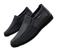 Zapatillas deportivas sin cordones para hombre, de malla, transpirables, informales, ligeras, para caminar, cómodas, ortopédicas, antideslizantes, para caminar, correr, conducir, Black, 40 2/3 EU