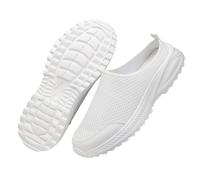 Zapatillas deportivas sin cordones para mujer, de malla transpirable, antideslizantes, para jardín, playa, verano, sin espalda, ligeras, informales, de secado rápido, White, 39.5 EU