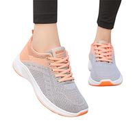 Zapatillas deportivas suaves para mujer, de tejido de malla, transpirables, cómodas, suaves, con soporte para el arco del pie, zapatillas de correr, ligeras, bajas, para tiempo libre, fitness, naranja