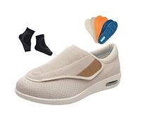 Zapatillas Diabéticos Hombre, Zapatillas Ligeras Para Caminar Con Edema Para Diabéticos De Ancho Extendido, Cómodas Edema, Personas Mayores, Exteriores, Neuropatía Hinchazón Pies(Off-white,36 EU)