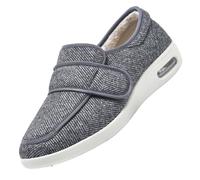 Zapatillas Diabéticos para Mujer,Grandes Pantuflas Diabéticas de Piel Invierno Pantuflas de Fieltro con Puntera Abierta Plantilla de Espuma.Grey-42